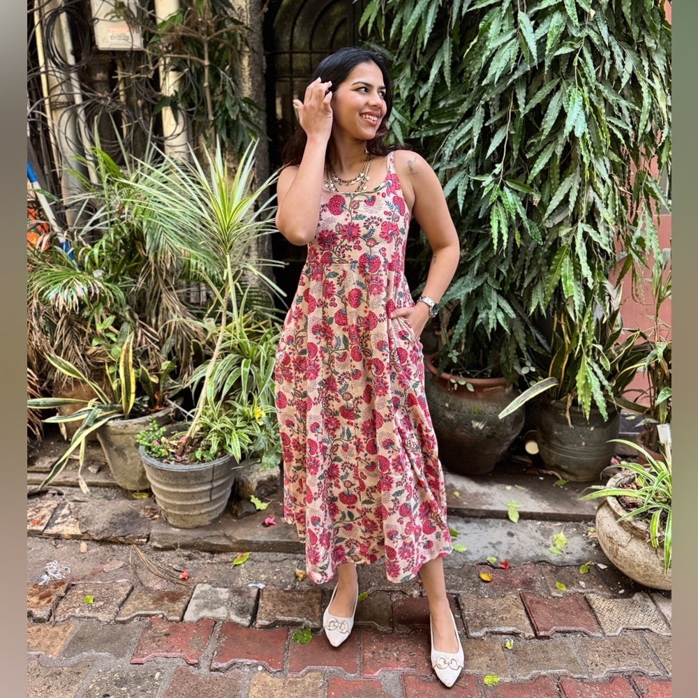 Tribes Of Jaipur  Floral Print Midi Dress *